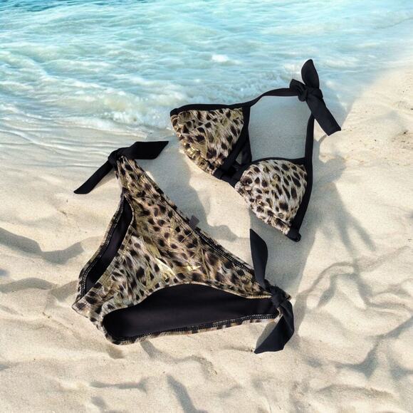 Vtg Y2K Guess Leopard Print Sexy Bikini 2pc SM Paris Hilton style - Picture 11 of 15